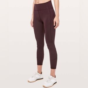 LULULEMON In Movement 7/8 Tight 6 Plum Second Skin Everlux Legging Sweat Wicking